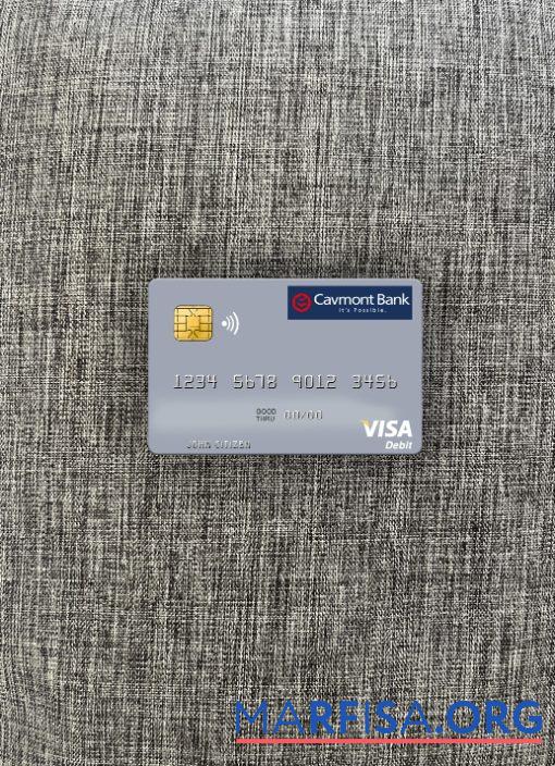 Blank Zambia Cavmont Bank visa debit card photolook front sample